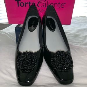 Black patent shoes. Size 9 1/2. Never worn.